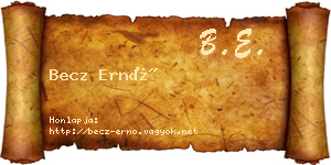 Becz Ernő névjegykártya